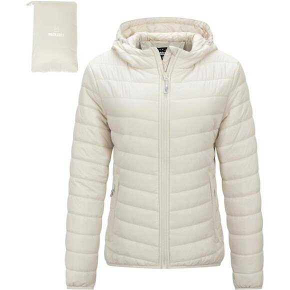 Jackets & Blazers - Outdoor Ventures Women's Packable Lightweight Full-Zip Puffer Jacket with Hood